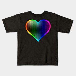 Rainbow and Black Gingham Heart Kids T-Shirt